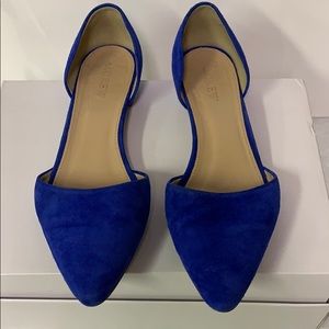 Blue suede J.Crew flats.